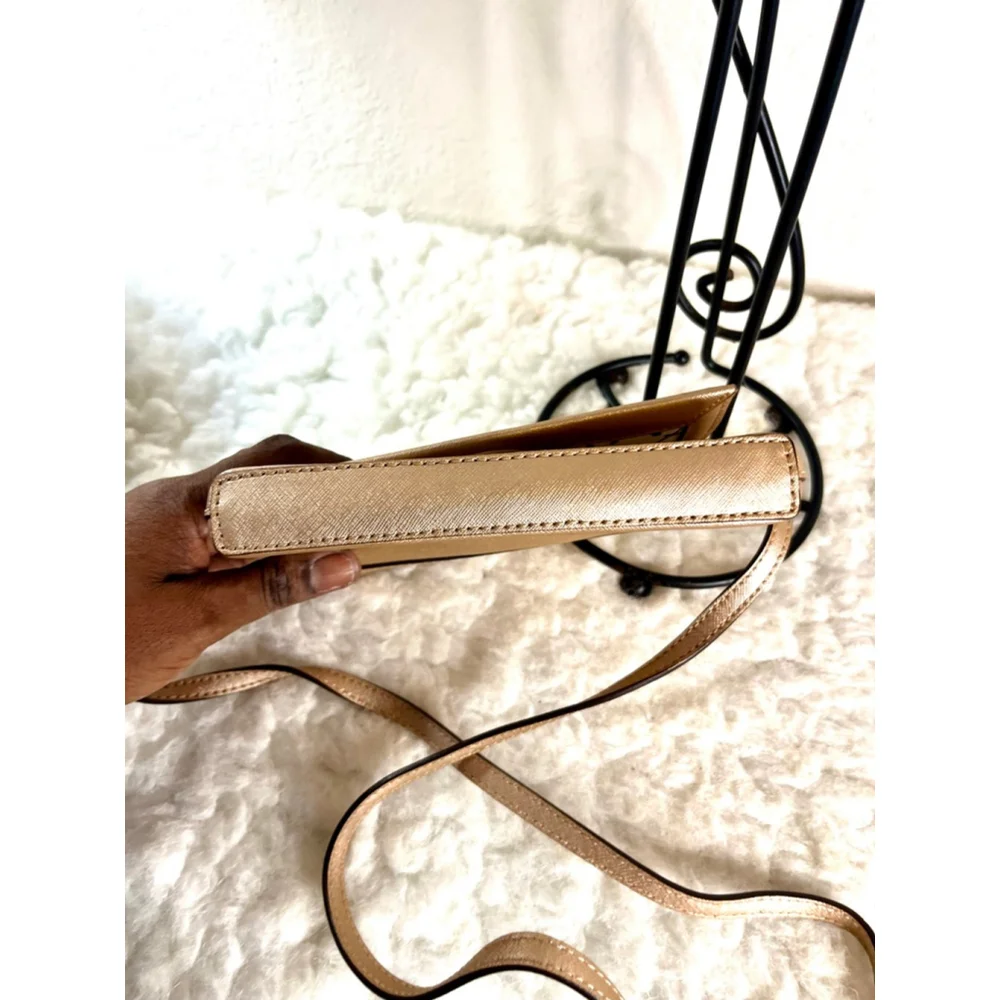 Kate Spade New York Womens Rose Gold Newbury Lane Sally Saffiano Crossbody Bag